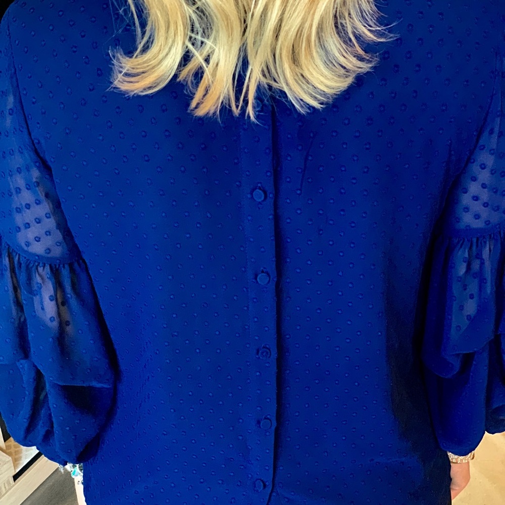 Blue Boss Lady Blouse! - Picture 2 of 4